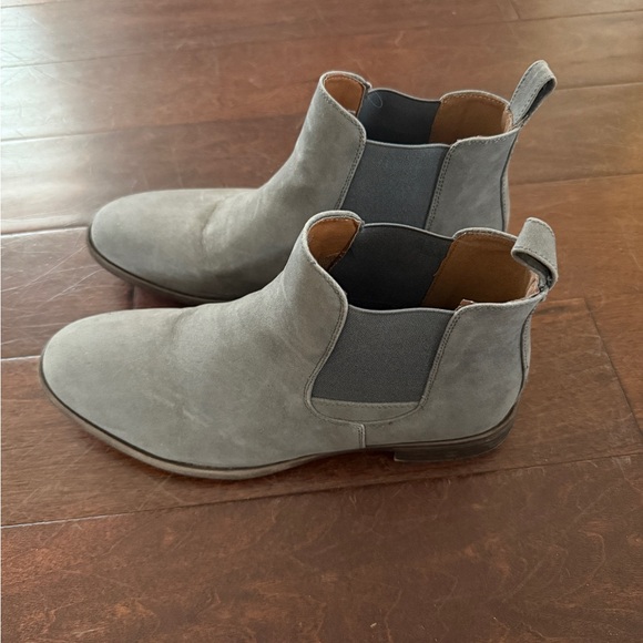 Gray Suede Men's Chelsea Boots - Picture 2 of 7